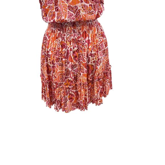 Poupette St Barth Clara Mini Dress Red Chagal Print‎ Orange Pink Size Medium - Picture 10 of 13